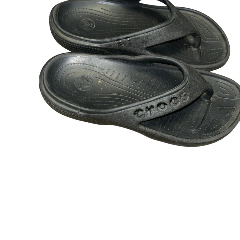 Crocs kids black baya flip flops unisex youth 1 Y1 J1 unisex sandals swim beach